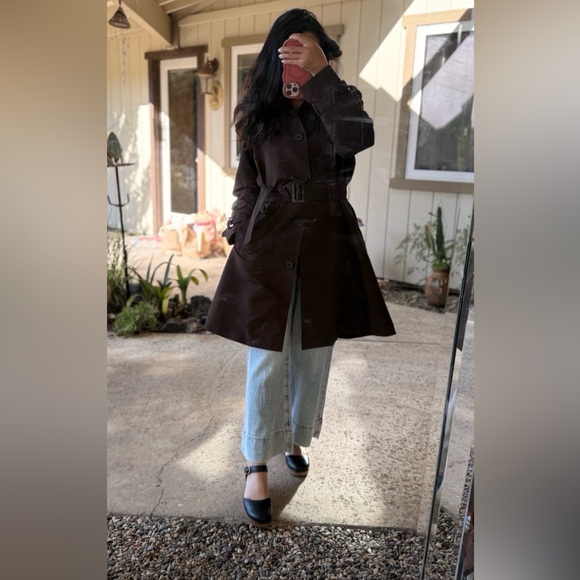 Belted Ralph Lauren Sz L Brown Polished Satiny Corduroy Trim Coat Jacket - Picture 4 of 12